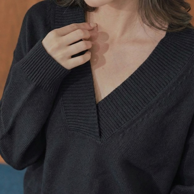 100%綿羊毛大Ｖ領毛衣 （只剩深灰現貨）