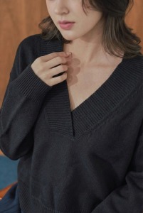 100%綿羊毛大Ｖ領毛衣 （只剩深灰現貨）