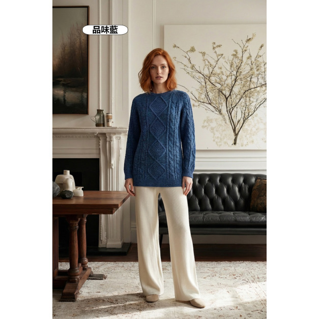 混紗麻花厚毛衣 3色 （現貨）