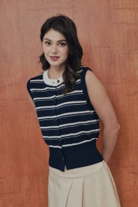 海軍橫條針織無袖上衣 （現貨）