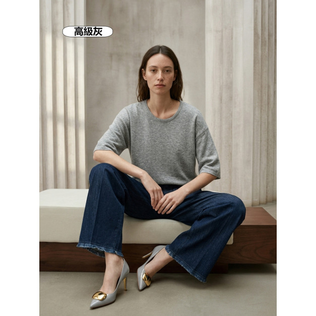 輕薄天絲亞麻六分袖上衣 6色（現貨）