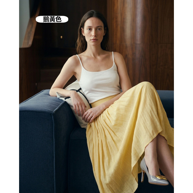 柔軟亞麻天絲半身裙 5色（現貨）