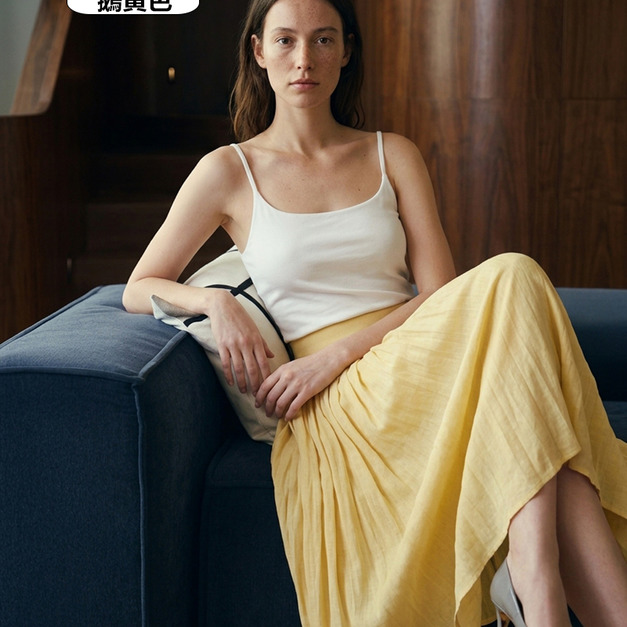 柔軟亞麻天絲半身裙 5色（現貨）