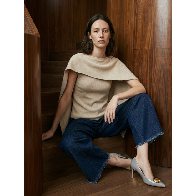 荷葉波浪桑蠶絲羊毛上衣 5色（現貨）