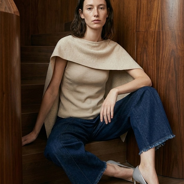 荷葉波浪桑蠶絲羊毛上衣 5色（現貨）