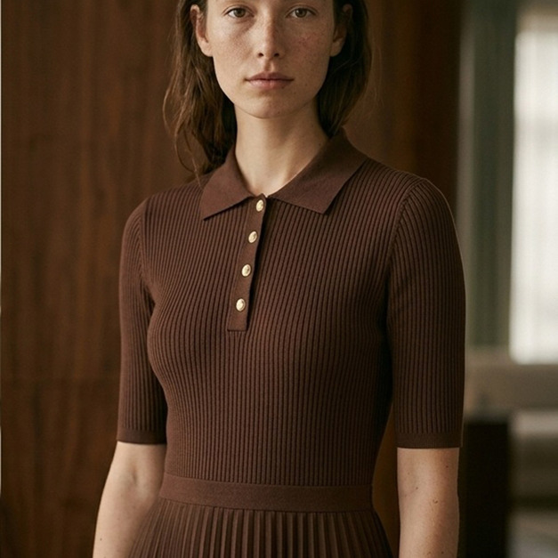 高級感羊毛polo裙 2色（深藍現貨）