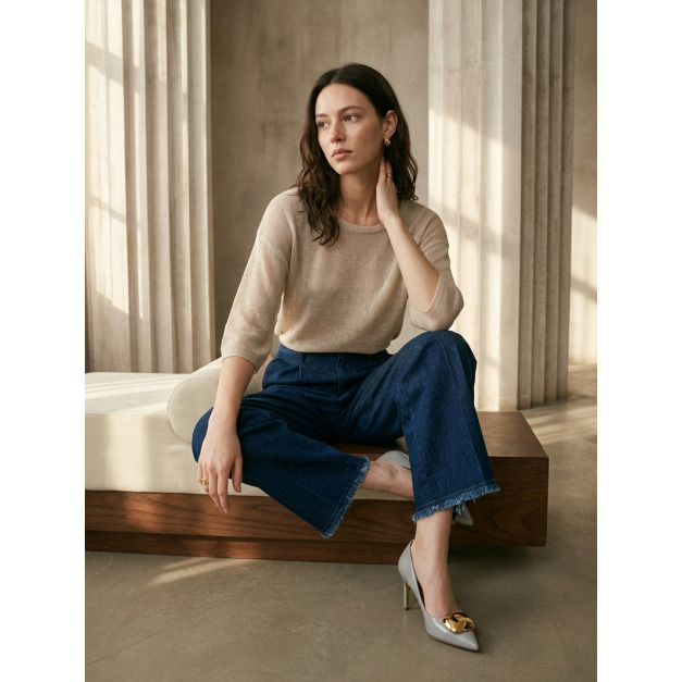 輕薄天絲亞麻六分袖上衣 6色（現貨）