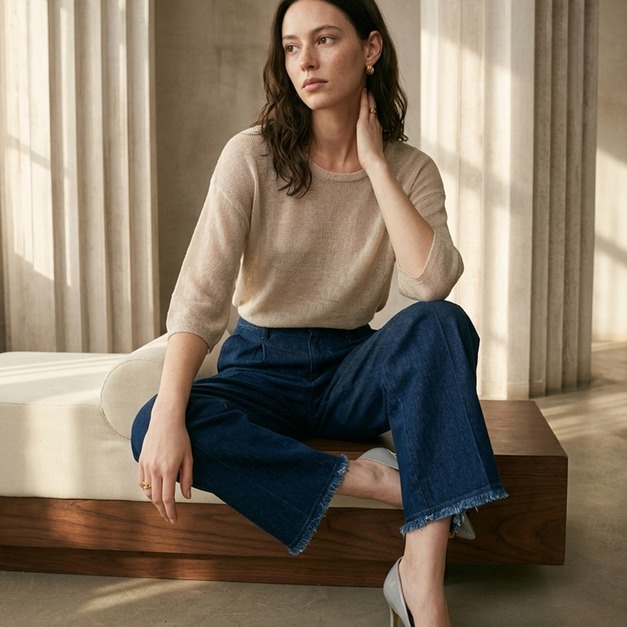 輕薄天絲亞麻六分袖上衣 6色（現貨）