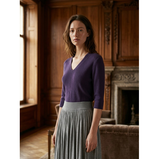 亞麻羊毛V領上衣 7色（現貨）