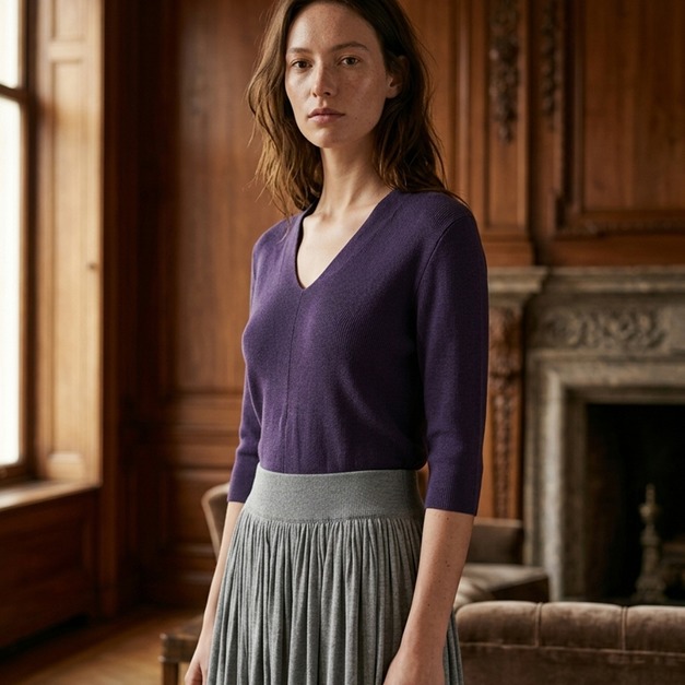 亞麻羊毛V領上衣 7色（現貨）