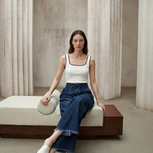 夏爾雙曲珠針織背心 3色 （現貨）