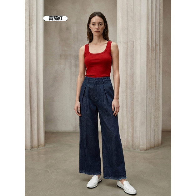 曲珠針織色素色方領背心 8色 （現貨）