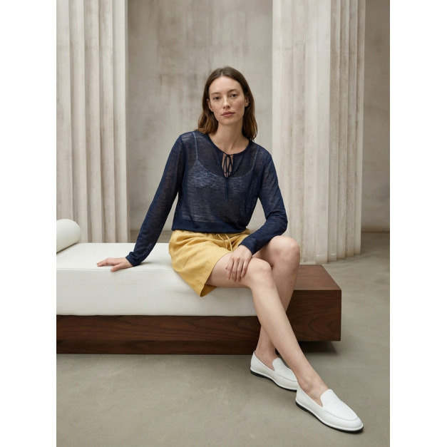 絲麻半透渡假長T 4色 （現貨）