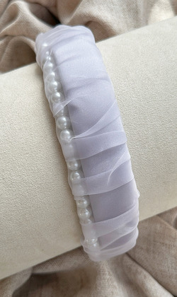 ｜髮箍｜獲得 • 歐根紗珍珠 盤髮劉海裝飾 單只販售