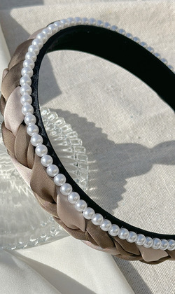 ｜髮箍｜盛夏 &bull; 針織撞色編織 盤髮劉海裝飾 單只販售