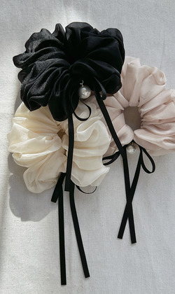 ｜髮繩｜純潔 &bull; 歐根紗蝴蝶結緞帶 大腸圈髮圈髮飾 單只販售