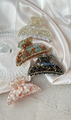 ｜鯊魚夾｜爛漫 • 復古彩花 抓夾盤髮夾 單只販售