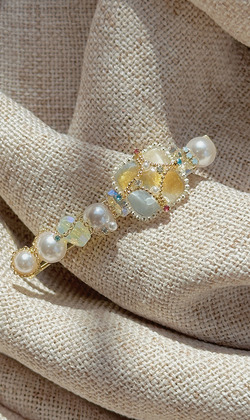 ｜壓夾｜蒼蒼 • 珍珠鋯石一字 髮夾邊夾髮飾 單只販售