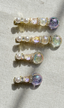 ｜壓夾｜渲染 &bull; 珍珠炫彩 髮夾邊夾髮飾 一對販售