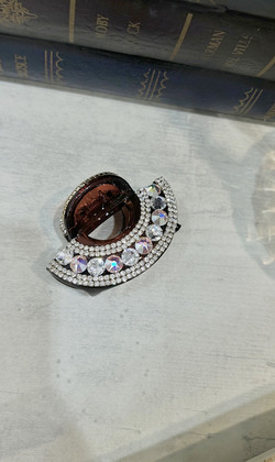 ｜鯊魚夾｜淺秋 • 美式復古壓克力鋯石扇形 髮夾邊夾髮飾 單只販售