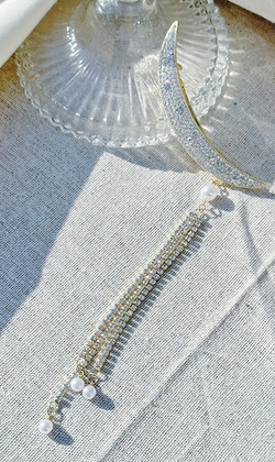 ｜彈簧夾｜似水流年 • 月牙鋯石流蘇 髮夾邊夾髮飾 單只販售