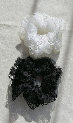 ｜髮繩｜昔日 • 蕾絲紗拼接 大腸圈髮圈髮飾 單只販售