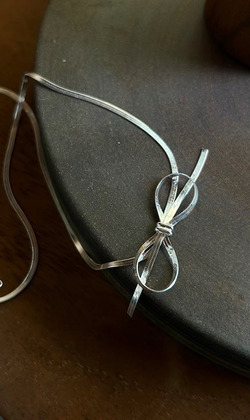 ｜純銀項鍊 925｜禮物 • 蝴蝶結蛇鏈 鎖骨鏈 單只販售