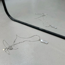 ｜純銀項鍊 925｜珍惜 • 方形貝殼 頸鍊鎖骨鏈  單只販售