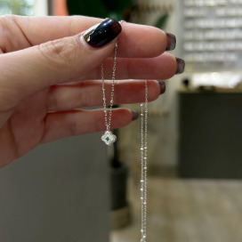 ｜純銀項鍊 925｜純粹 • 綠鋯四葉草 頸鍊鎖骨鏈  單只販售