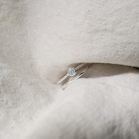 ｜純銀戒指 925｜佇立 &bull; 麻花包鑽雙層戒指 單只販售