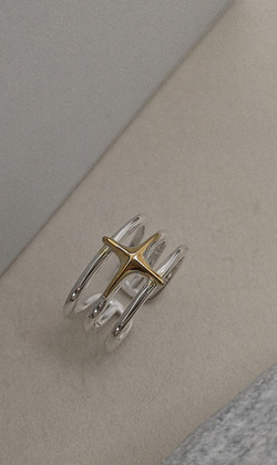 ｜純銀戒指 925｜遙望 &bull; 撞色十字芒星戒指 單只販售