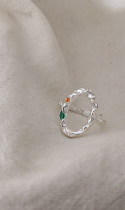 ｜純銀戒指 925｜界線 &bull; 鏤空橢圓形不規則鑲鑽戒指 單只販售