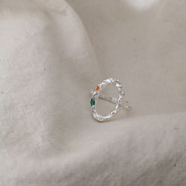 ｜純銀戒指 925｜界線 &bull; 鏤空橢圓形不規則鑲鑽戒指 單只販售