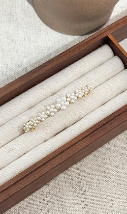 ｜彈簧夾｜兼 • 珍珠一字 髮夾髮飾邊夾