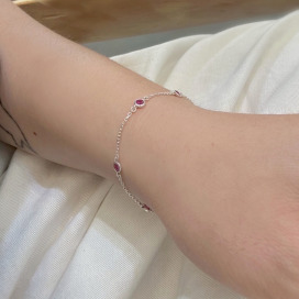 ｜純銀手鏈 925｜眺望 &bull; 紅色 手鍊素鏈銀鏈 單只販售