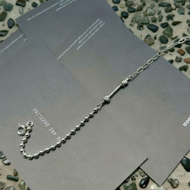 ｜純銀手鏈925｜昨夜 &bull; 扭結不對稱一字 手鍊素鏈銀鏈珠鏈 單只販售