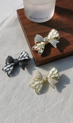 ｜壓夾｜灼熱 ‧ 貓眼石蝴蝶結 髮夾髮飾 單只販售