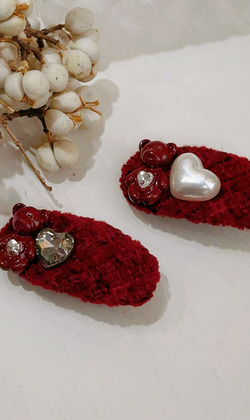 ｜壓夾｜潤物 ‧ 小熊珍珠鋯石橢圓 髮夾邊夾髮飾 單只販售