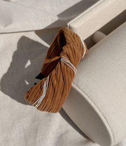 ｜髮箍｜敘事 • 絨布鏈條 布藝劉海寬版