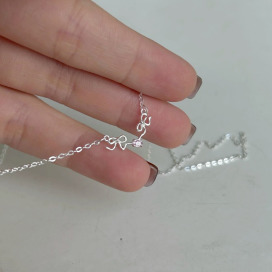 ｜純銀項鏈 925｜和樂 • 蝴蝶結粉鋯石 項鍊素鏈銀鏈簡約 單只販售