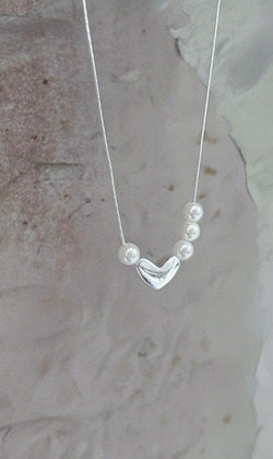 ｜純銀項鏈 925｜誠 • 珍珠愛心 項鍊素鏈銀鏈簡約 單只販售
