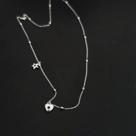 ｜純銀項鏈 925｜真誠 • 愛心星星 項鍊素鏈銀鏈簡約 單只販售