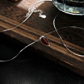 ｜純銀項鍊 925｜燦爛 &bull; 紅色水滴蛇鏈 毛衣鏈頸鏈鎖骨鏈戒指耳環  單只販售