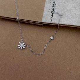 ｜純銀項鍊 925｜向榮 &bull; 太陽花 頸鍊鎖骨鏈  單只販售