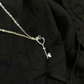 ｜純銀項鍊 925｜心鎖 &bull; 心鑰 毛衣鏈頸鏈鎖骨鏈  單只販售