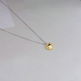 ｜純銀項鍊 925｜紀念 &bull; 愛心撞色 毛衣鏈頸鏈鎖骨鏈  單只販售