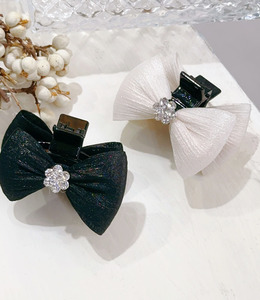 ｜鯊魚夾｜遇見 ‧ 鋯石小花歐根紗蝴蝶結 單只販售