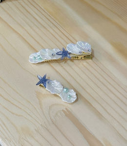 ｜壓夾｜深深 ‧ 貝殼海星 髮夾邊夾髮飾 一對販售