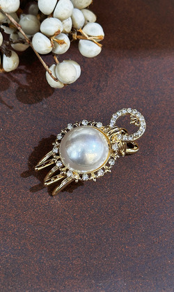 ｜鯊魚夾｜融雪 ‧ 圓形珍珠鋯石 髮夾邊夾瀏海夾髮飾 單只販售