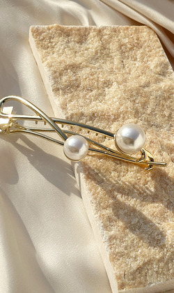 ｜香蕉夾｜沉淀 ‧ 金屬珍珠一字 抓夾盤髮夾 單只販售